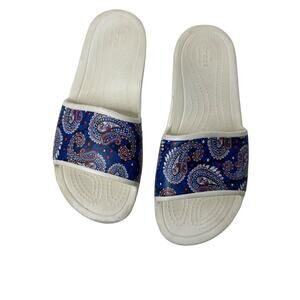 Crocs Vera Bradley‎ Womens Sloane Slides 9 Slip One Blue Marine Paisley